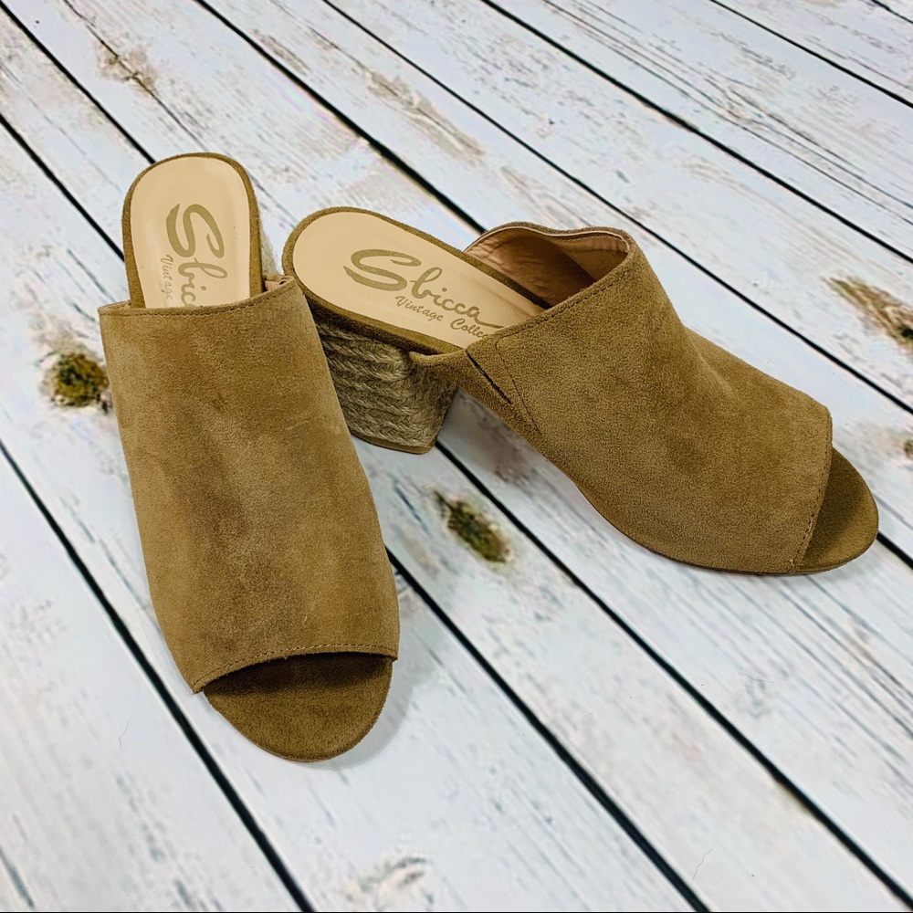 Sbicca Vintage SlipOn Espadrille Block Heel Sandal